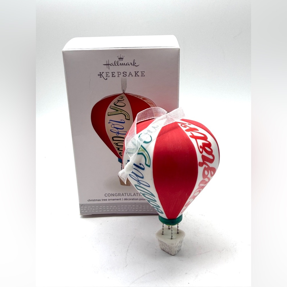 Hallmark Porcelain Ornament Congratulations Good For You Hot Air Balloon 2016